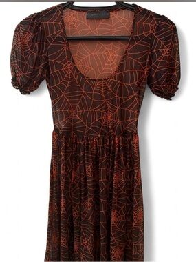 Foxblood sheer mesh Spiderweb Dress